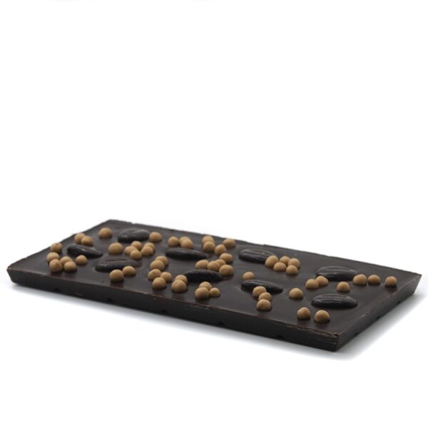 Tableta de chocolate con granos de café y perlas crujientes